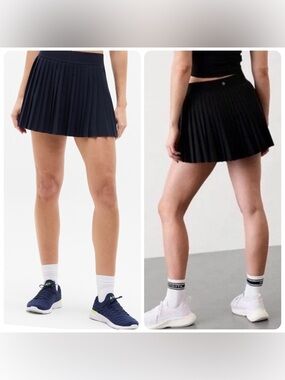 Athleta Match Point Pleated Skort Black Size Large NWT Tennis Golf $79